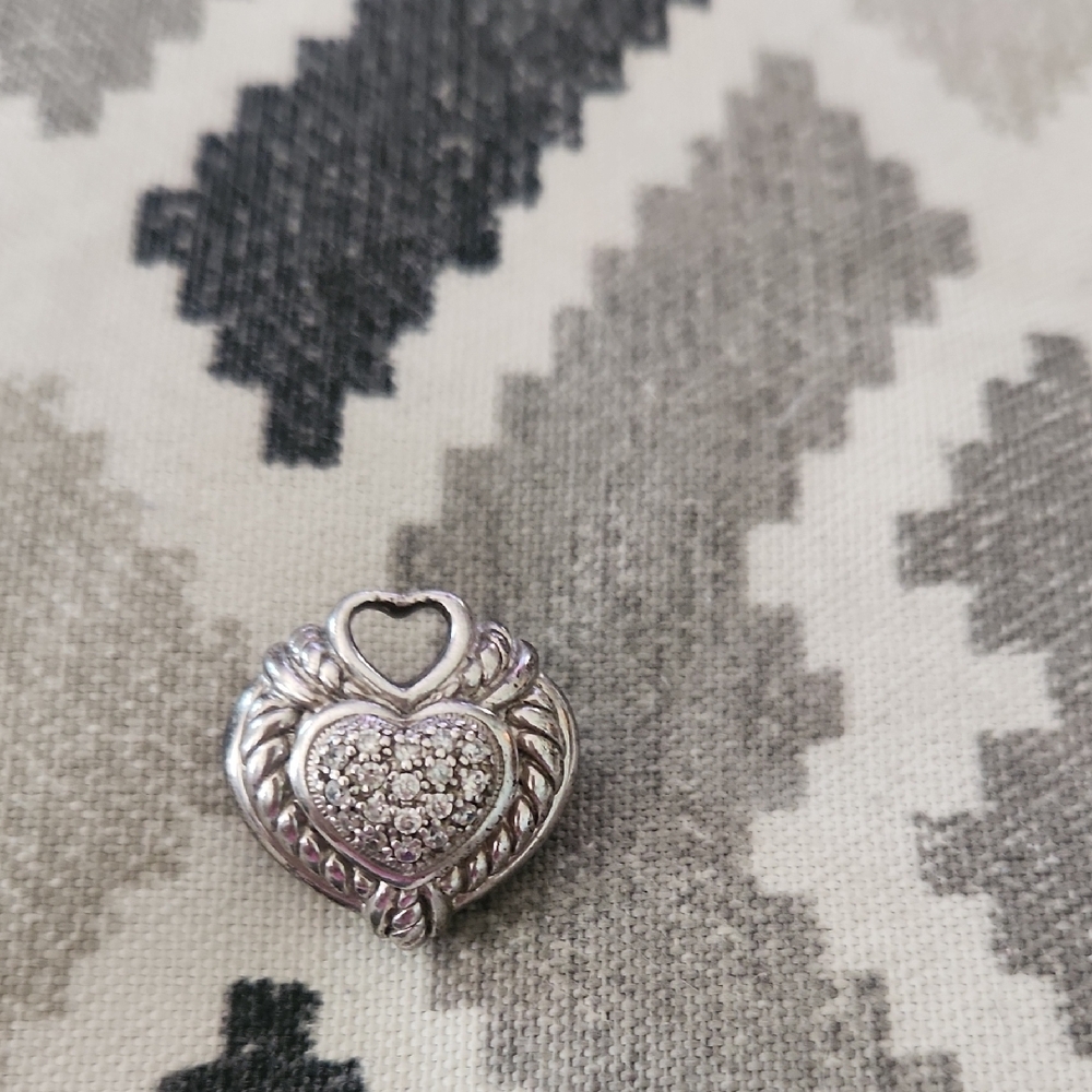 Judith Ripka Silver Heart Pendant with Diamonique